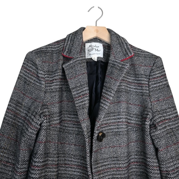 Maralyn & Me Women's XL Gray Plaid Lined Coat - Picture 3 of 10